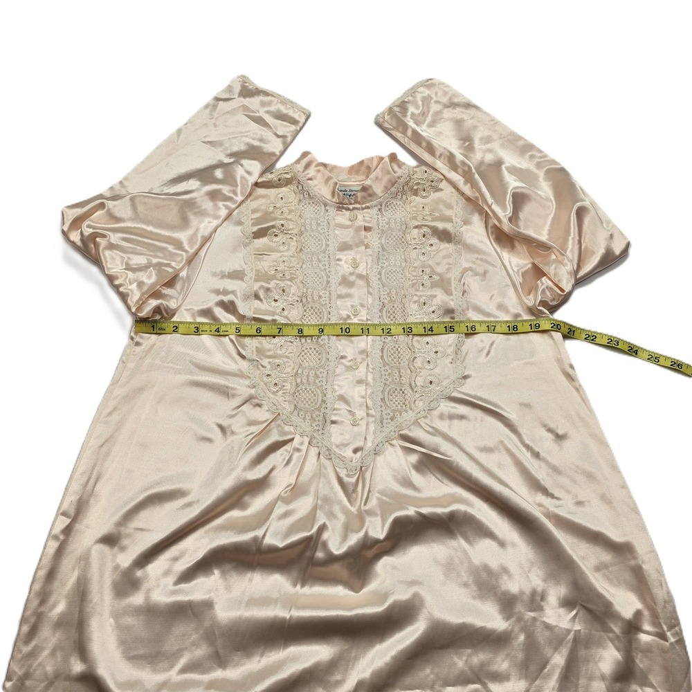 Amanda Stewart Woman Vintage Pale Peachy/Pink Lace Long Sleeve Maxi Nightgown S - Picture 4 of 11